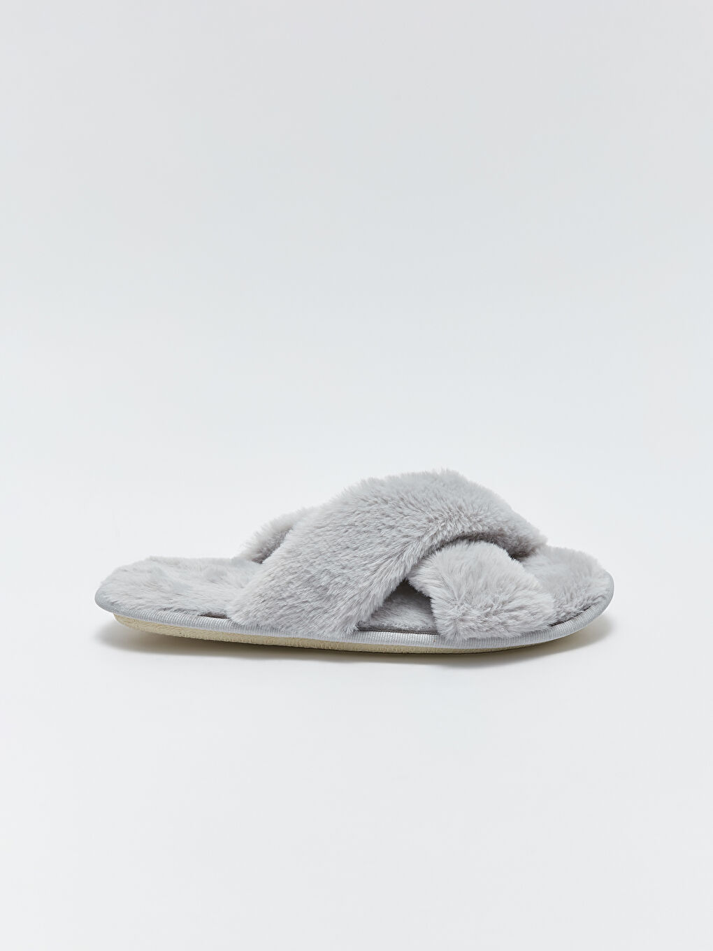 Gri Kadın Peluş Ev Terliği-1