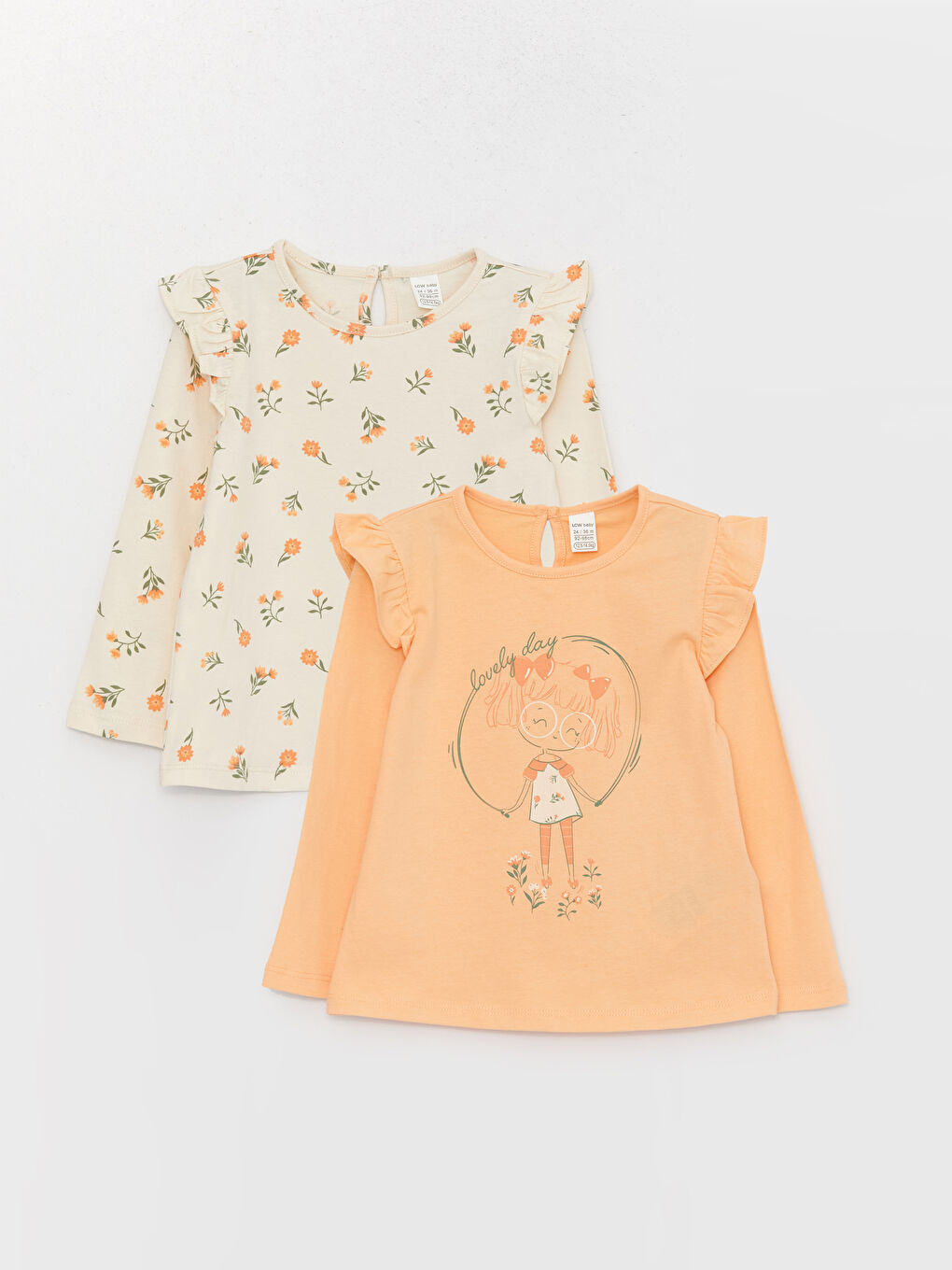 Футболка с круглым вырезом для малышек девочек, 2 упаковки