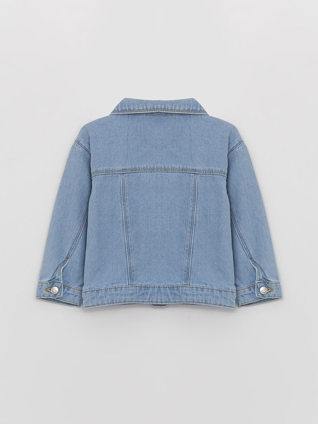 Basic Shirt Collar Baby Girl Jean Jacket-1