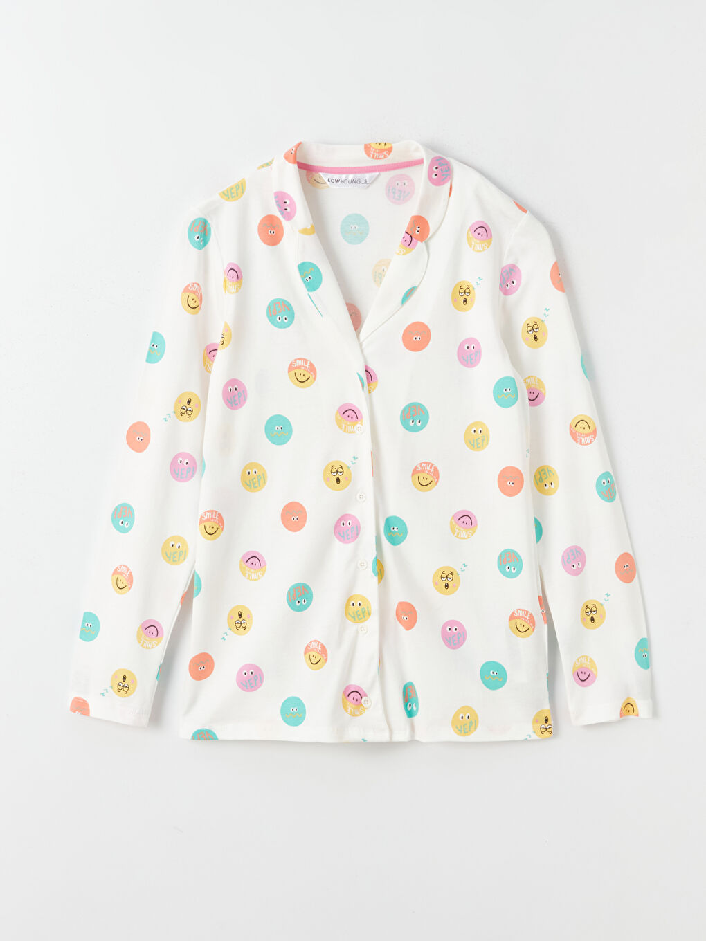 Ekru Gömlek Yaka Desenli Kadın Pijama Takımı-5