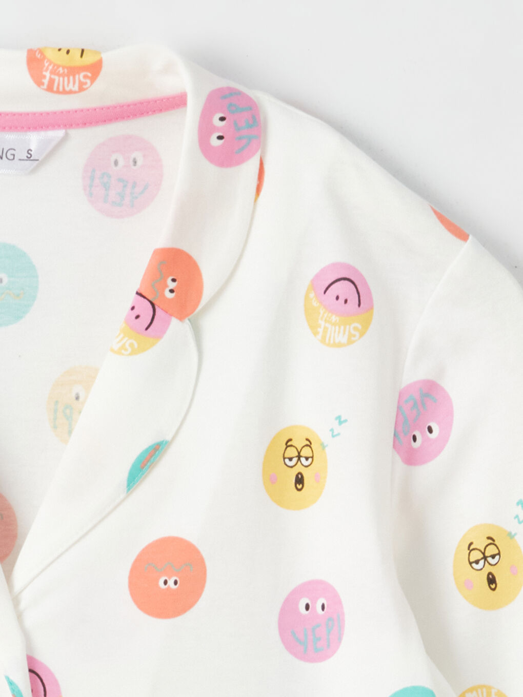 Ekru Gömlek Yaka Desenli Kadın Pijama Takımı-6