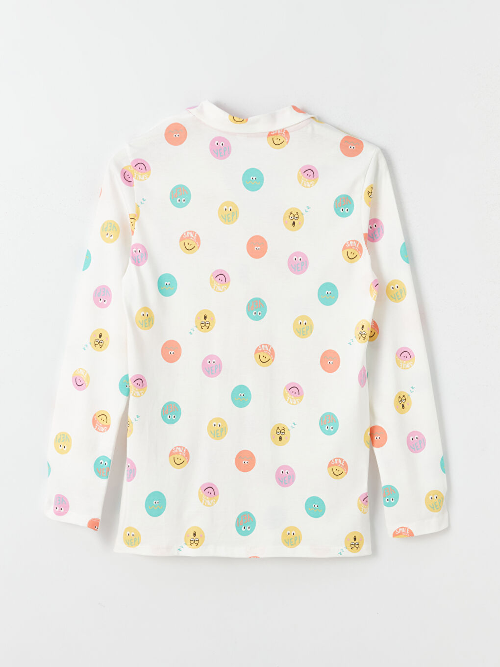 Ekru Gömlek Yaka Desenli Kadın Pijama Takımı-7