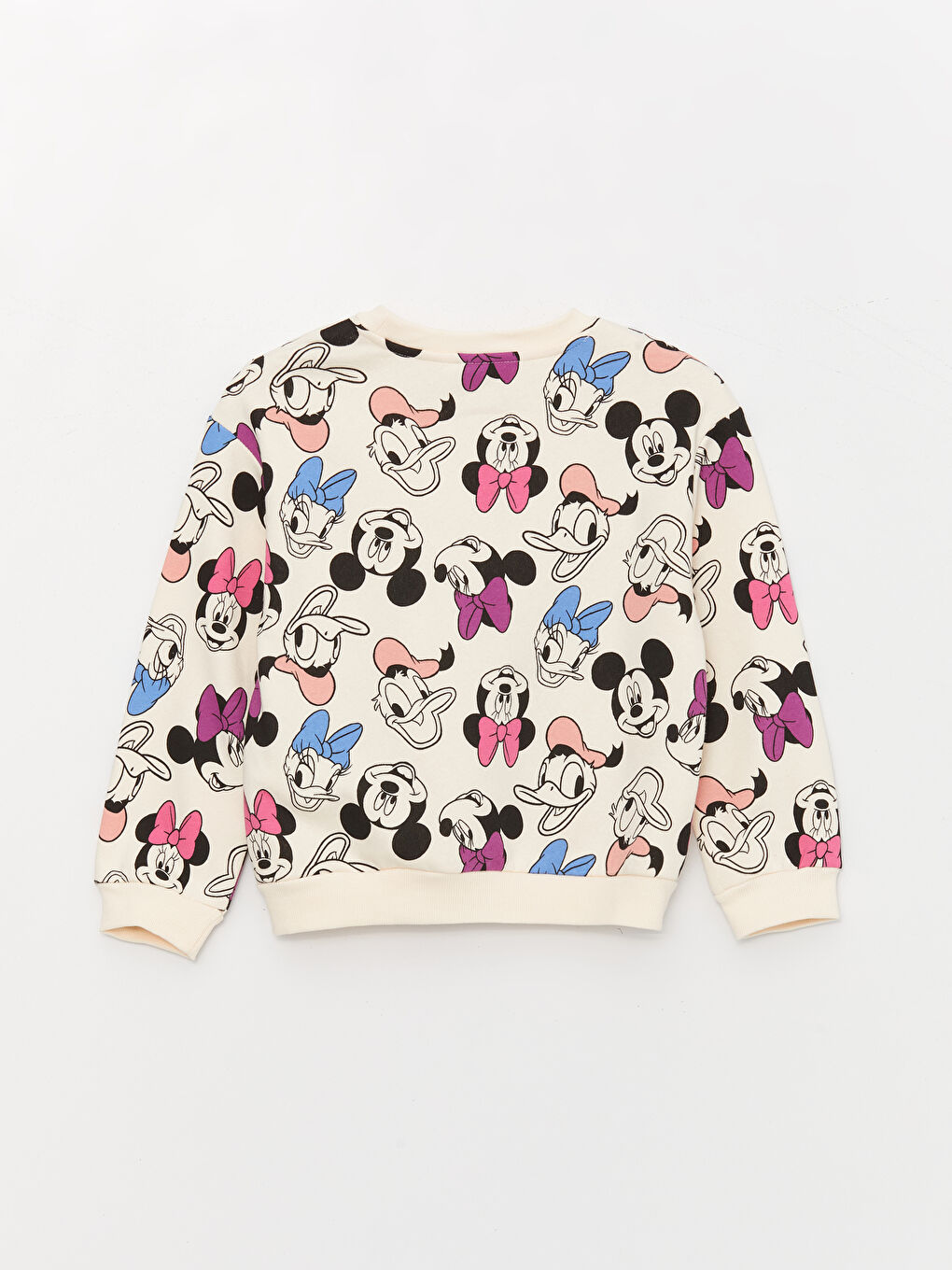 LCW Kids Ekru Baskılı Bisiklet Yaka Mickey ve Arkadaşları Baskılı Uzun Kollu Kız Çocuk Sweatshirt - 1