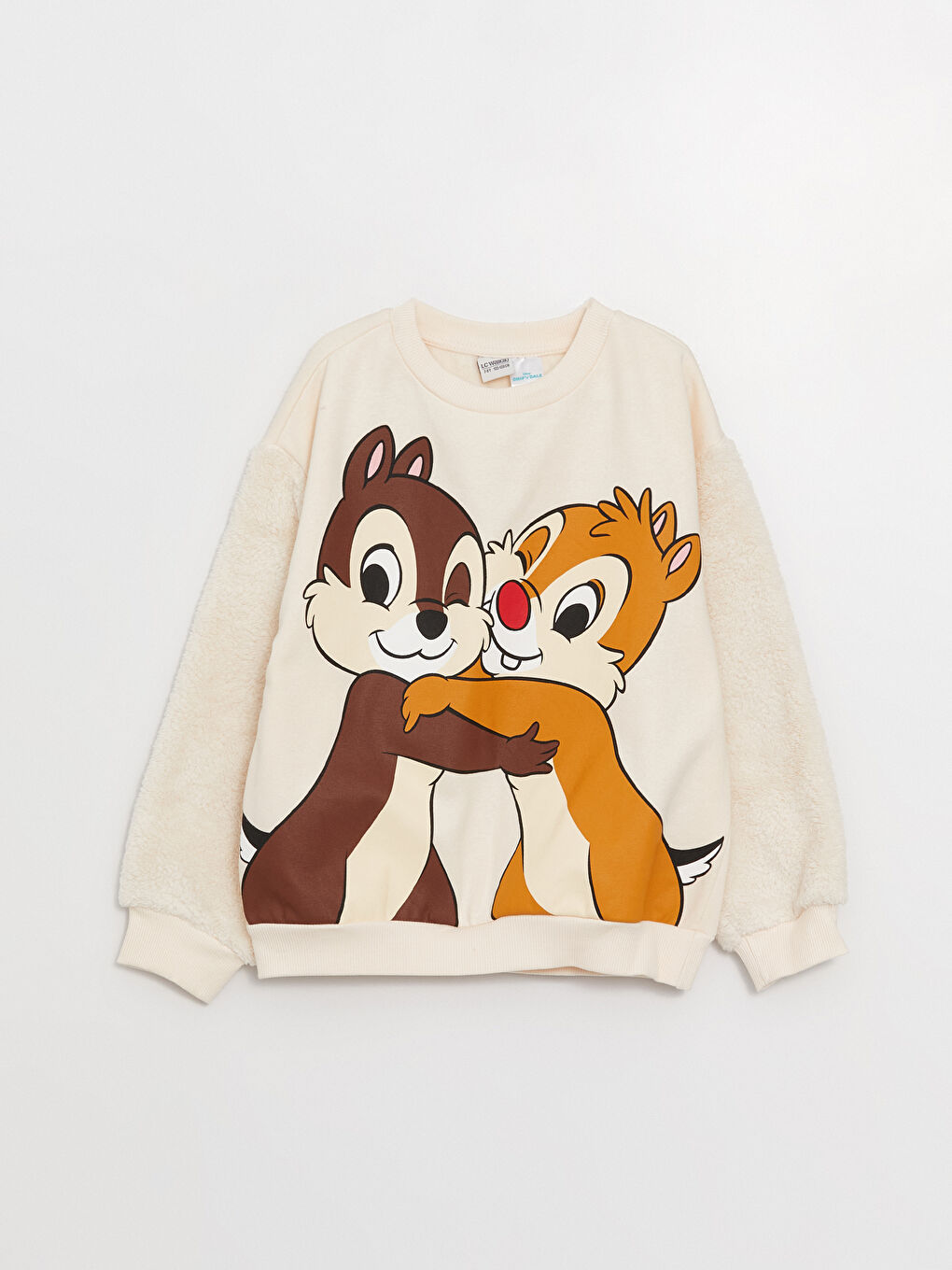 LCW Kids Pembe Bisiklet Yaka Chip'n Dale Baskılı Uzun Kollu Kız Çocuk Sweatshirt