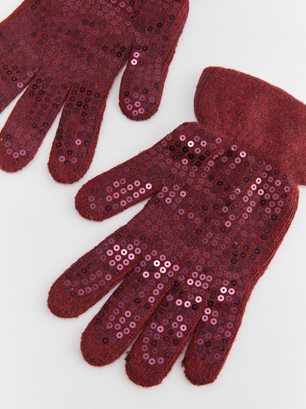 Bordo Baskılı Kadın Eldiven-1