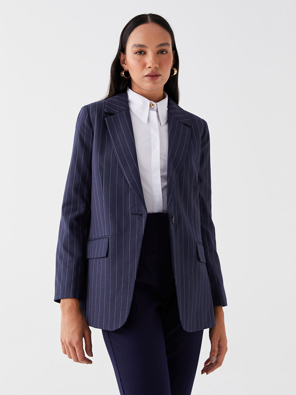 Striped Long Sleeve Women's Blazer Jacket-1