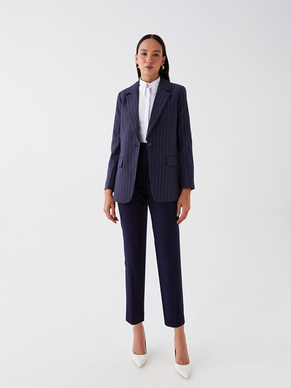 Striped Long Sleeve Women's Blazer Jacket-2