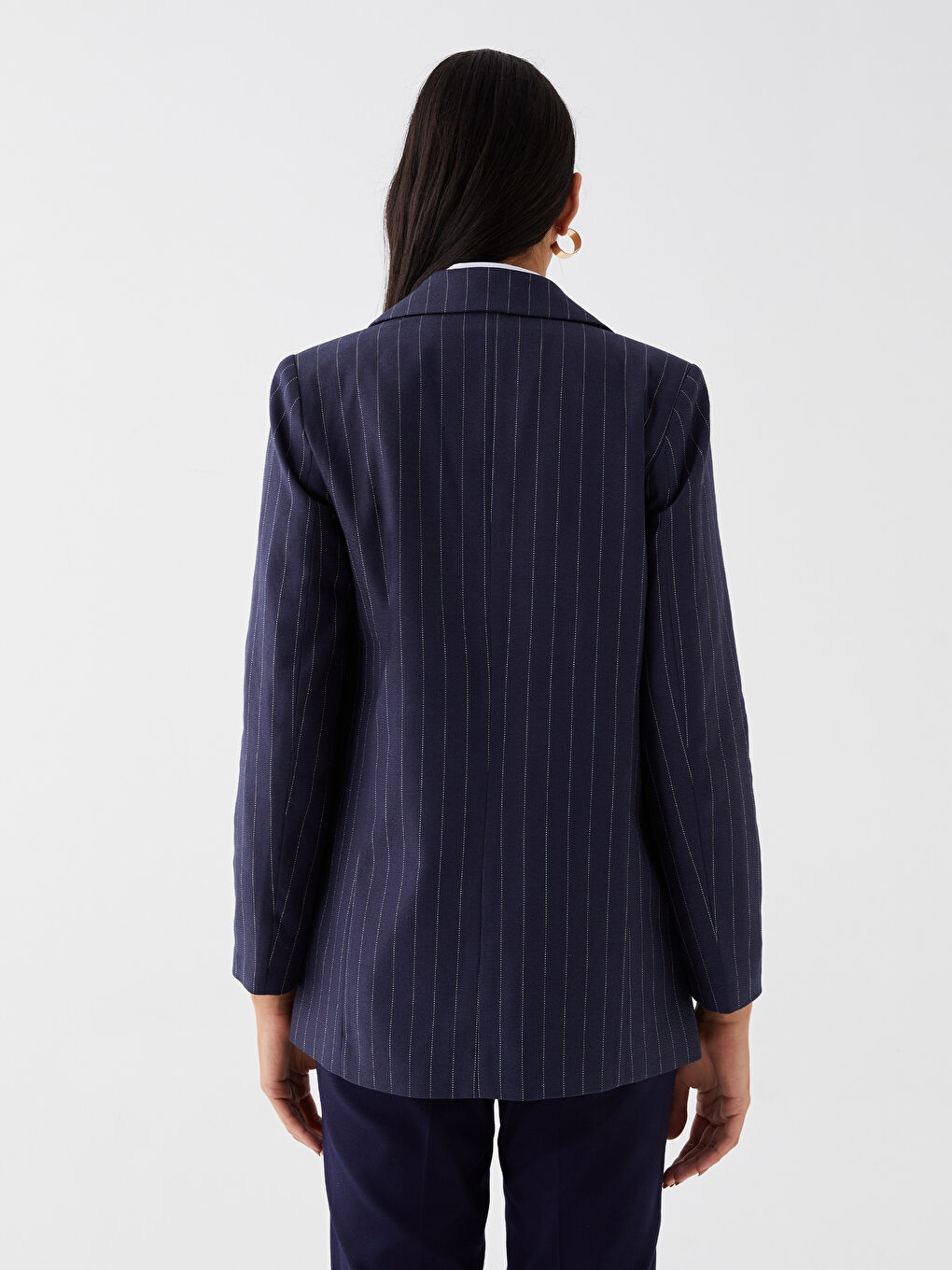 Striped Long Sleeve Women's Blazer Jacket-4