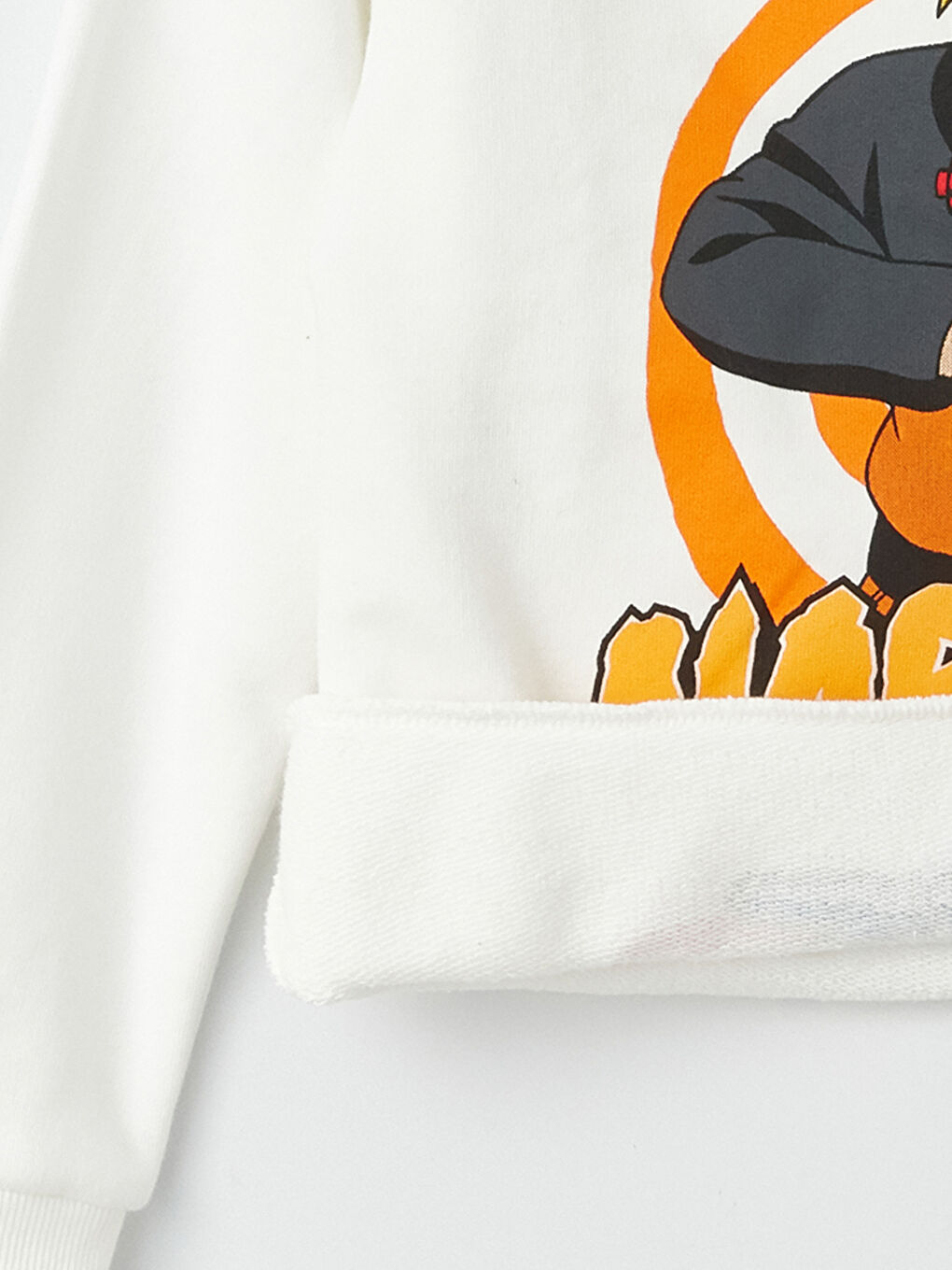 LCW Kids Ekru Bisiklet Yaka Naruto Baskılı Uzun Kollu Erkek Çocuk Sweatshirt - 1