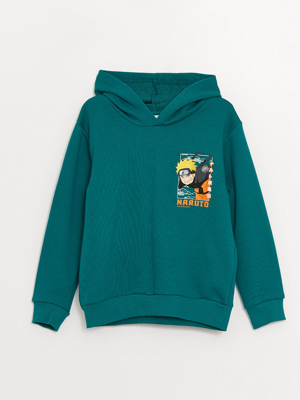 LCW Kids Orta Yeşil Naruto Baskılı Erkek Çocuk Hoodie