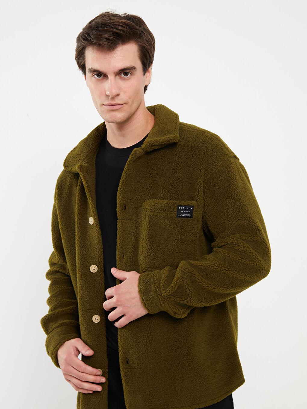 Relaxed Fit Long Sleeve Plush Men's Shirt