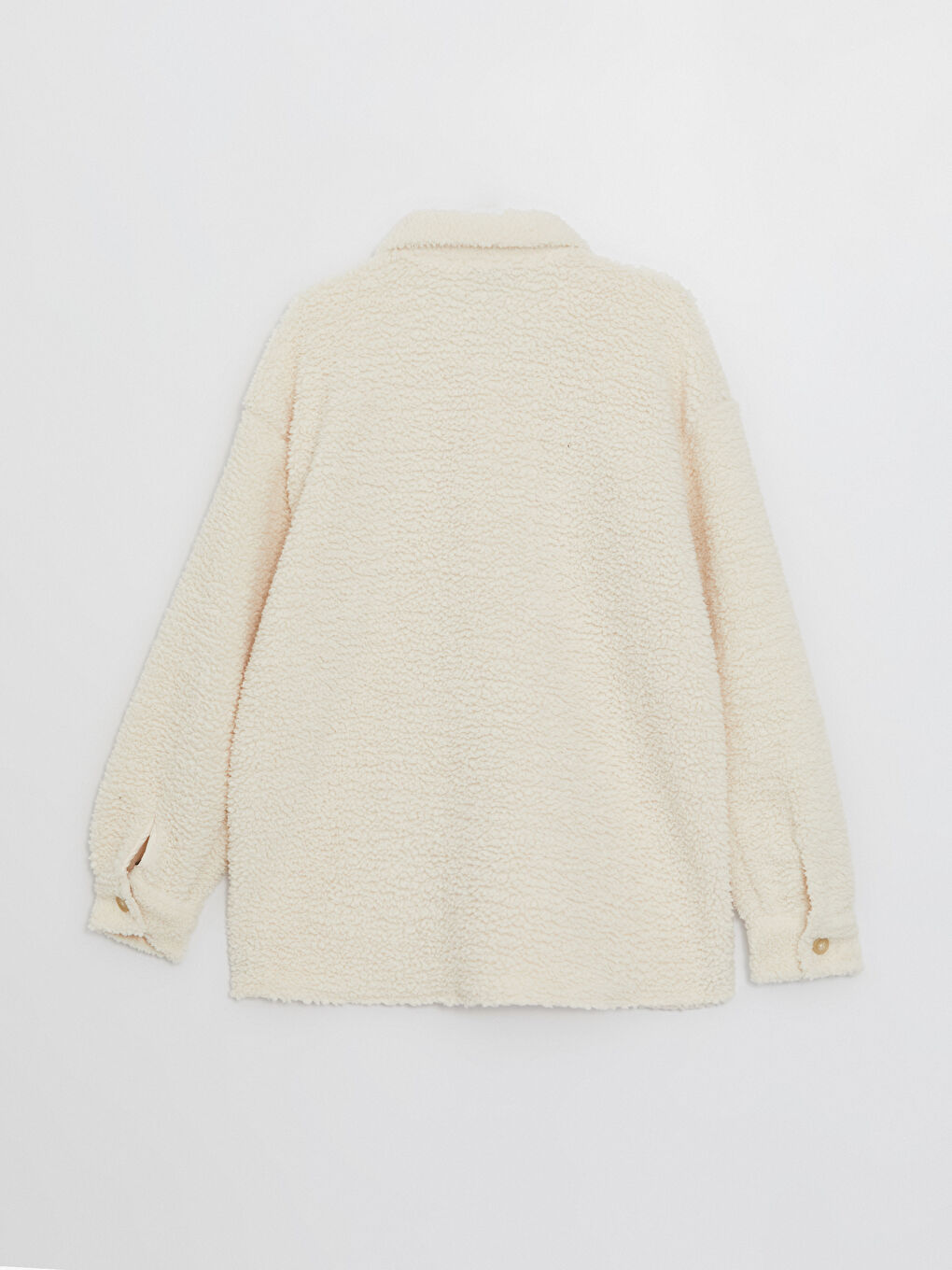 Ekru Rahat Kalıp Uzun Kollu Pelüş Erkek Gömlek-7