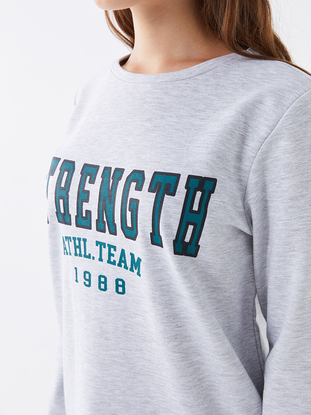 Yeşil Bisiklet Yaka Baskılı Uzun Kollu Kadın Pijama Takımı-2