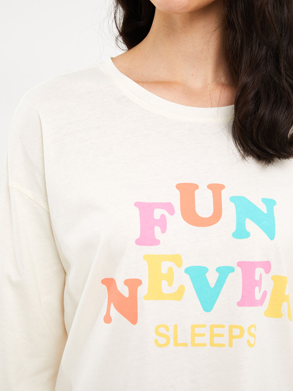 LCW Young Crew Neck Printed Long Sleeve Women's Pyjama Set -W38771Z8-LRA