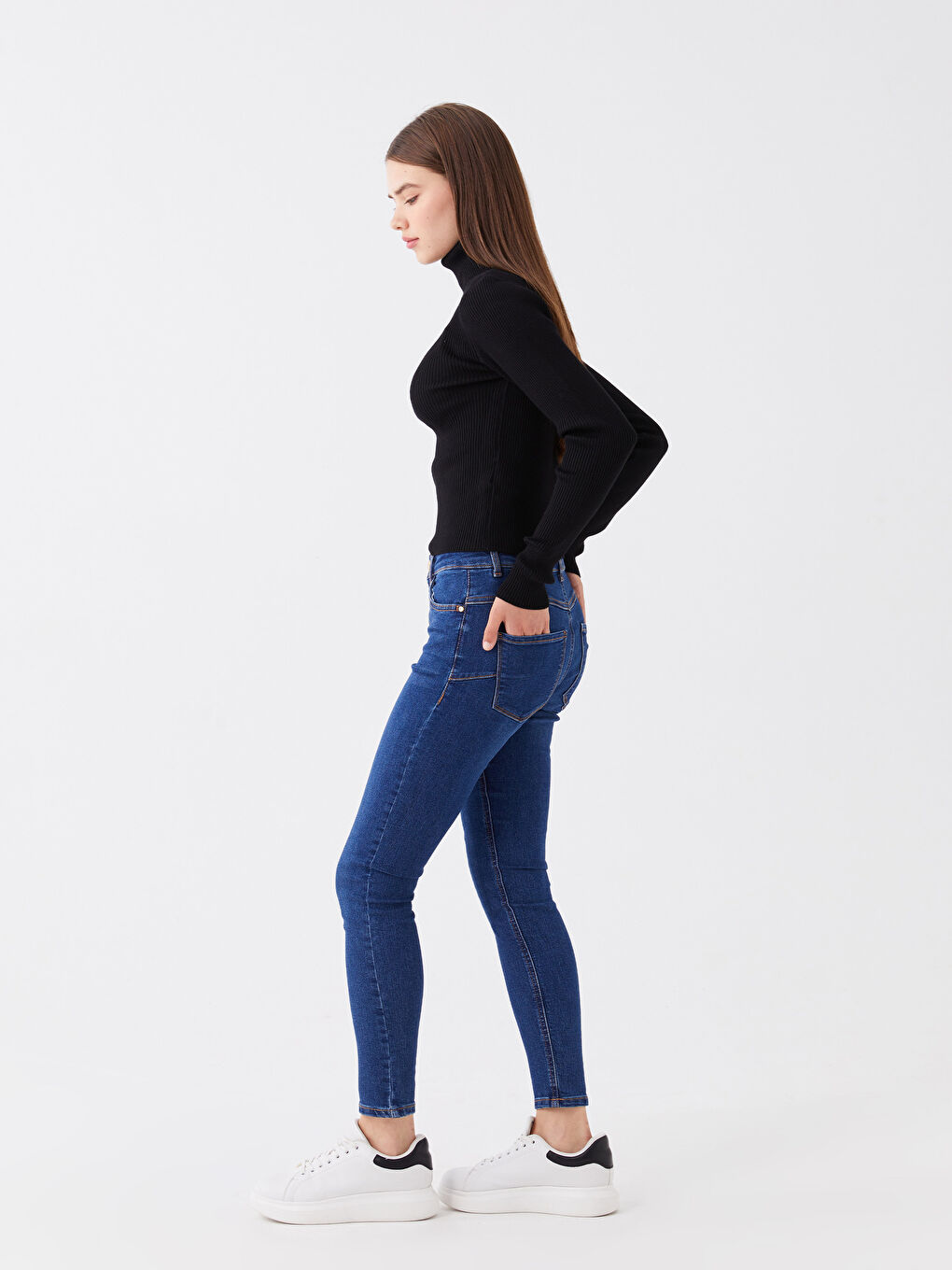 İndigo Yüksek Bel Push Up Kadın Jean Pantolon-1