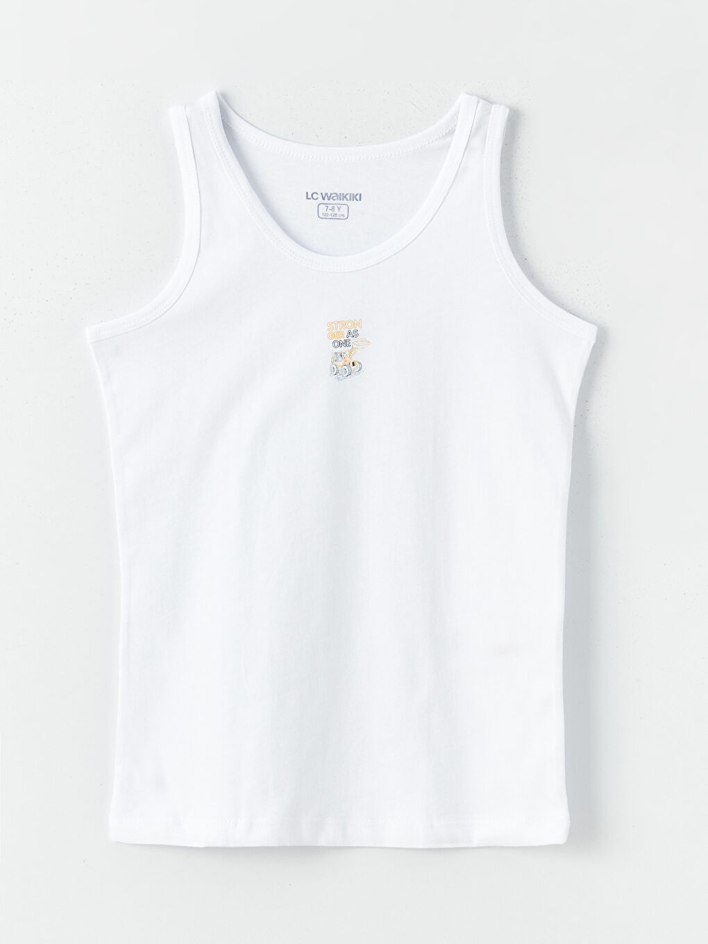 Beyaz Bisiklet Yaka Baskılı Erkek Çocuk Atlet 2'li-1