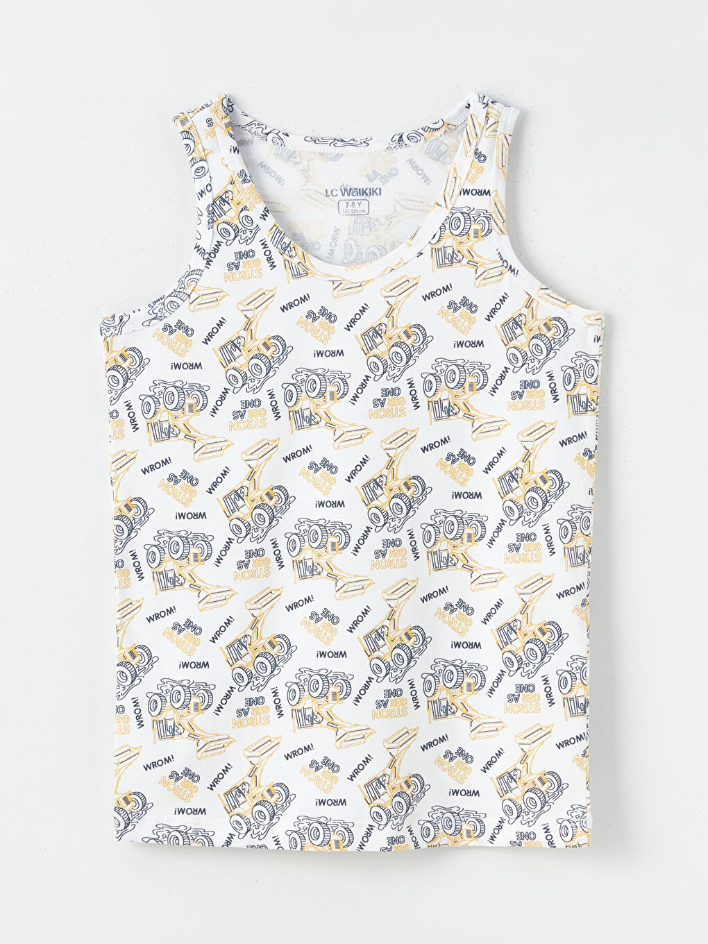 Beyaz Bisiklet Yaka Baskılı Erkek Çocuk Atlet 2'li-3