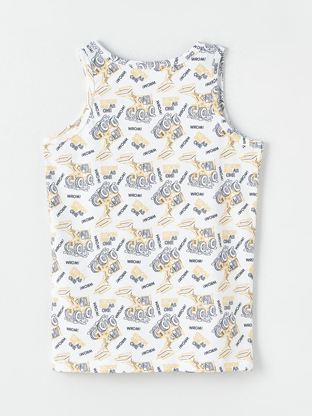 Beyaz Bisiklet Yaka Baskılı Erkek Çocuk Atlet 2'li-4