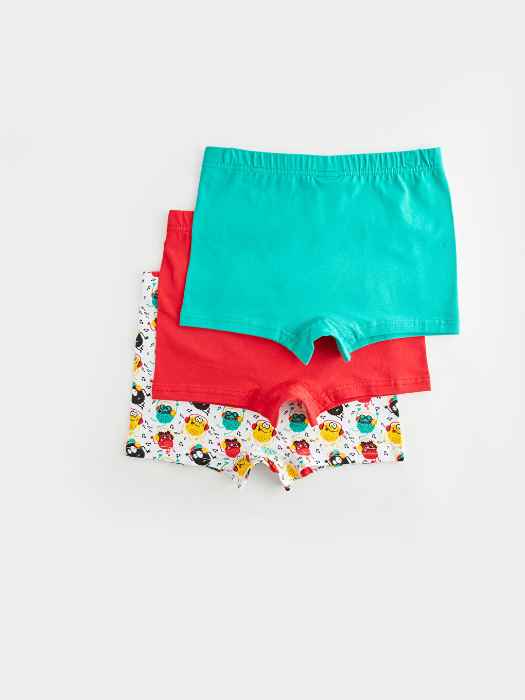 Beyaz Baskılı Pamuklu Erkek Çocuk Boxer 3'lü-1