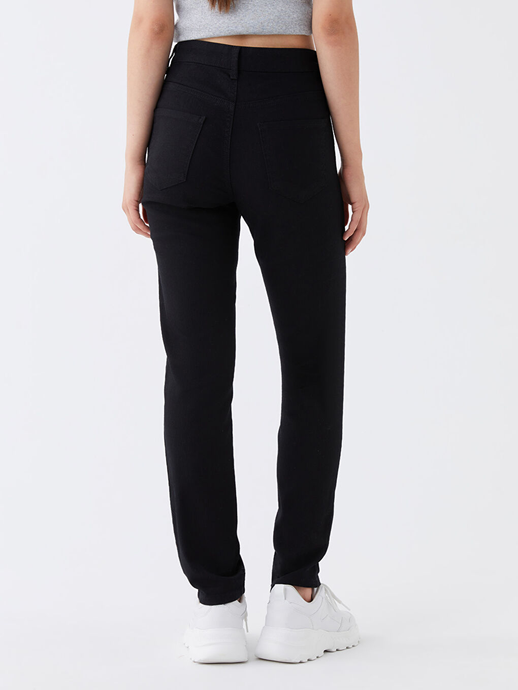 Siyah Yüksek Bel Slim Fit Kadın Jean Pantolon-4