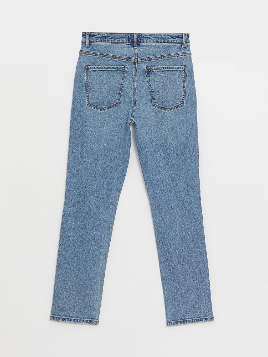 İndigo Yüksek Bel Straight Fit Kadın Jean Pantolon-6