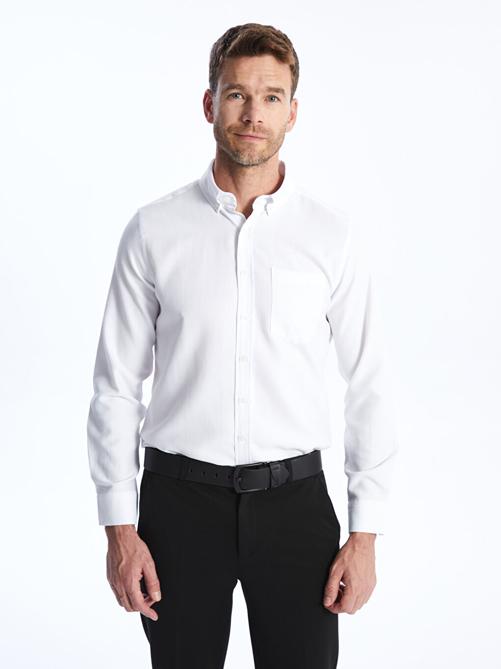 LCWAIKIKI Classic Regular Fit Uzun Kollu Armürlü Erkek Gömlek -W38836Z8-Q6K