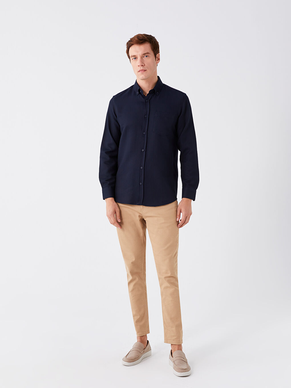 Regular Fit Long Sleeve Dobby Fabric Men's Shirt-2