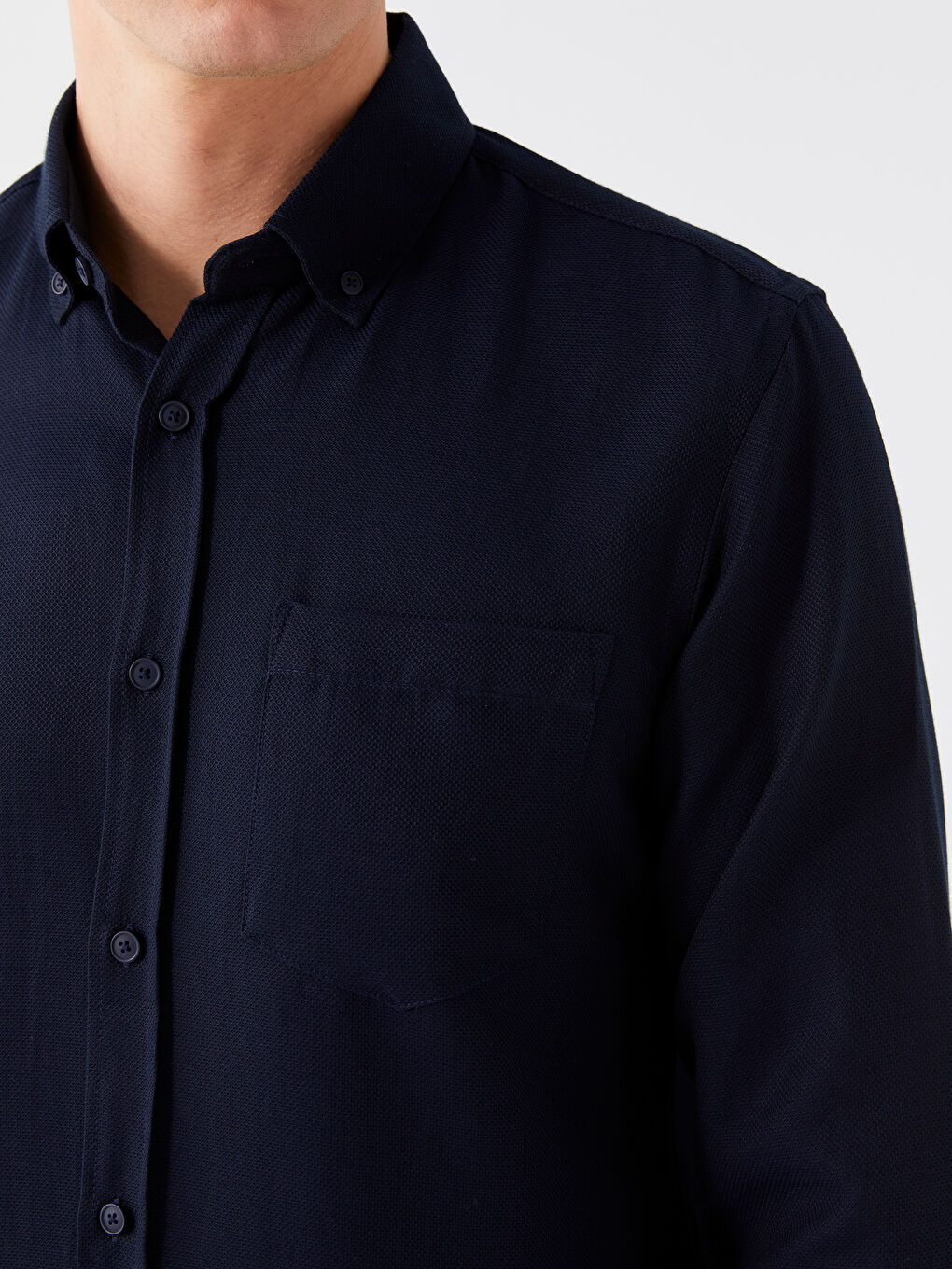 Regular Fit Long Sleeve Dobby Fabric Men's Shirt-3