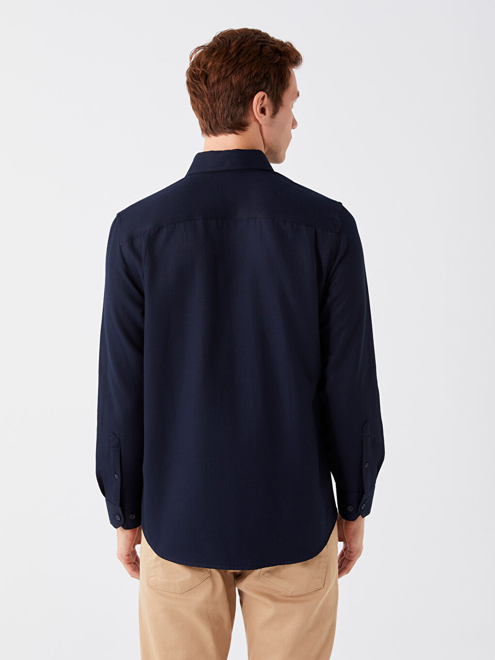 Regular Fit Long Sleeve Dobby Fabric Men's Shirt-4