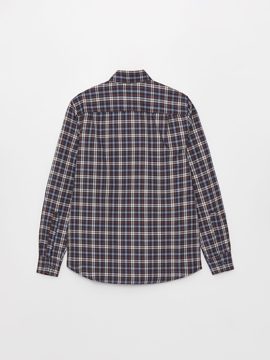 Lacivert Regular Fit Uzun Kollu Ekose Erkek Gömlek-6