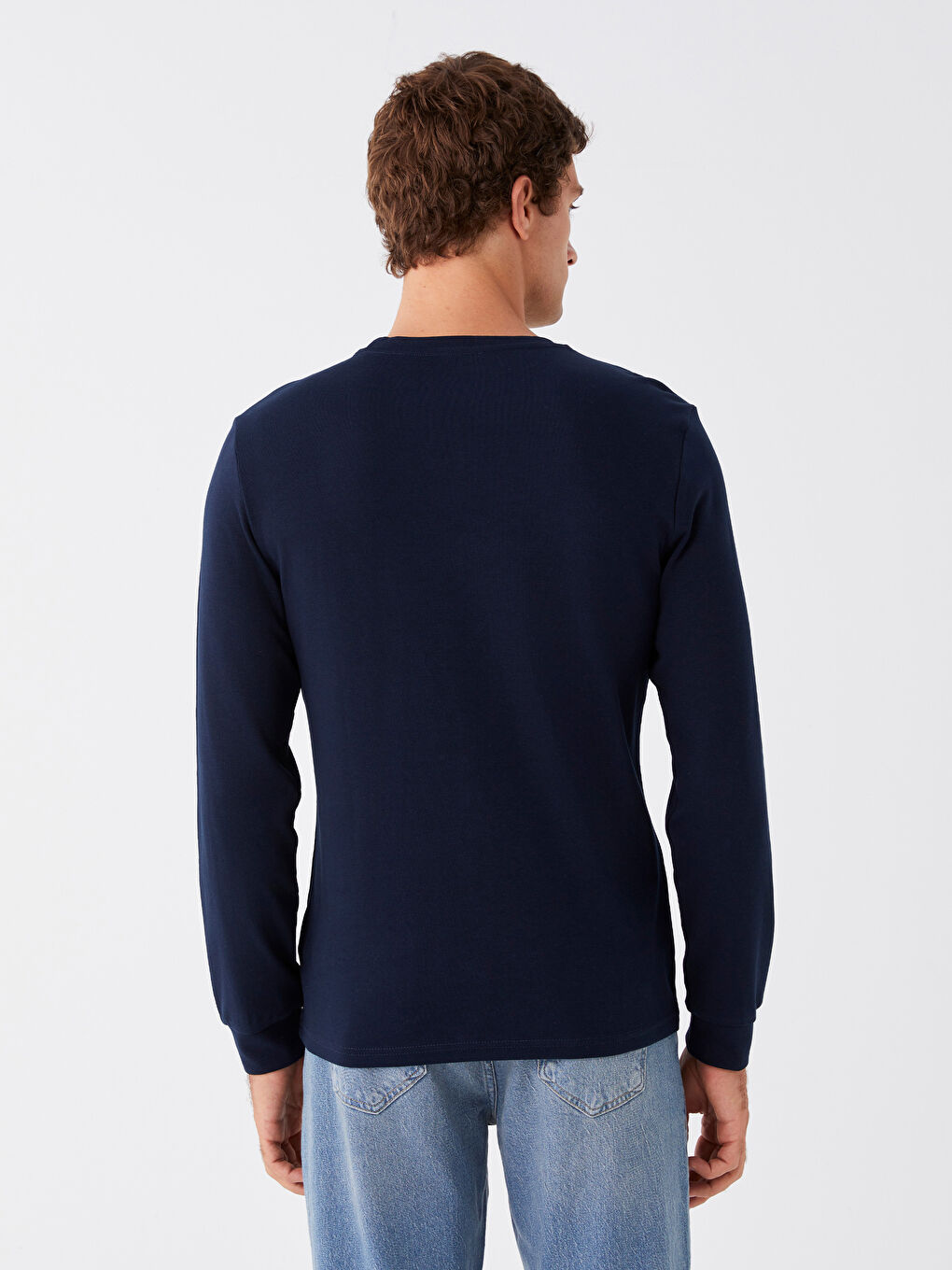 سويت شيرت كم طويل مطبوع بياقة دائرية للرجال-4