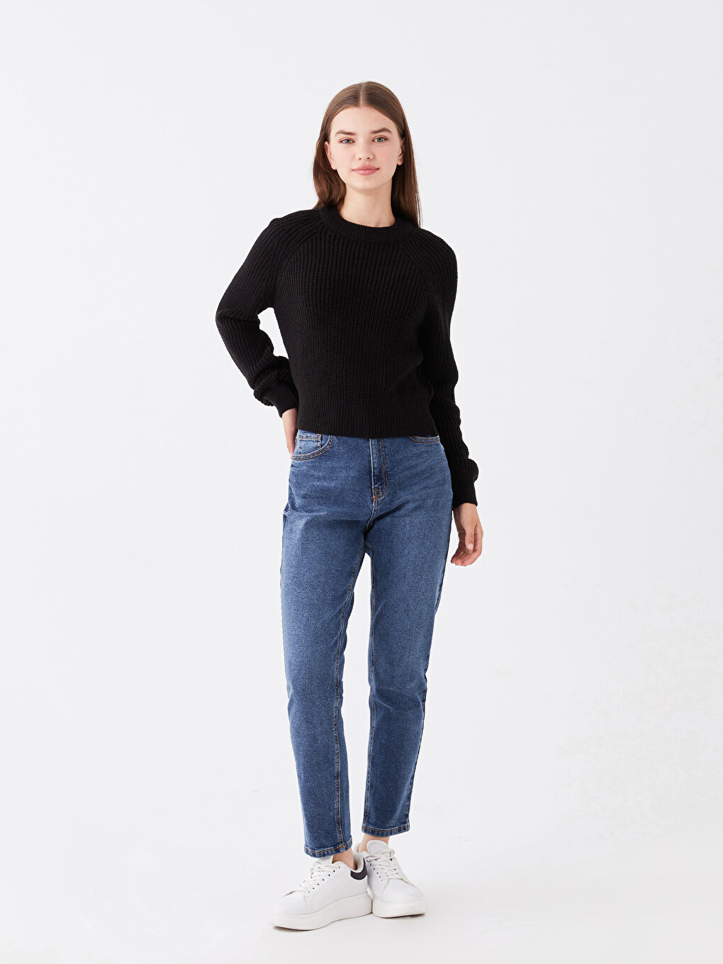 LCW Jeans Koyu Rodeo Yüksek Bel Slim Mom Kadın Jean Pantolon - 1