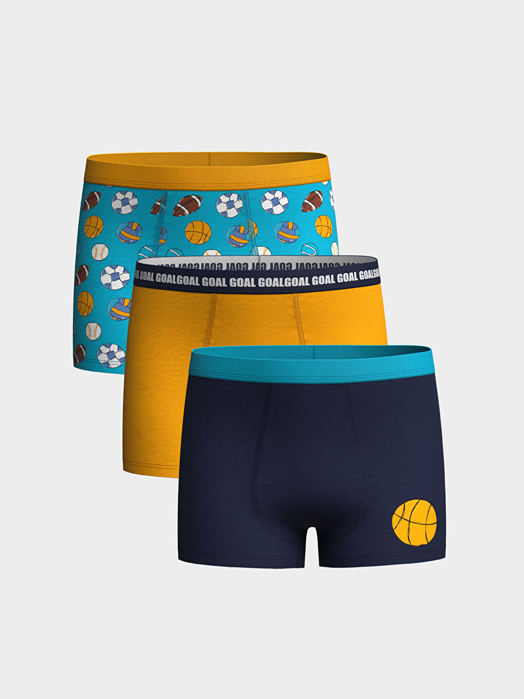 Mavi Baskılı Pamuklu Erkek Çocuk Boxer 3'lü