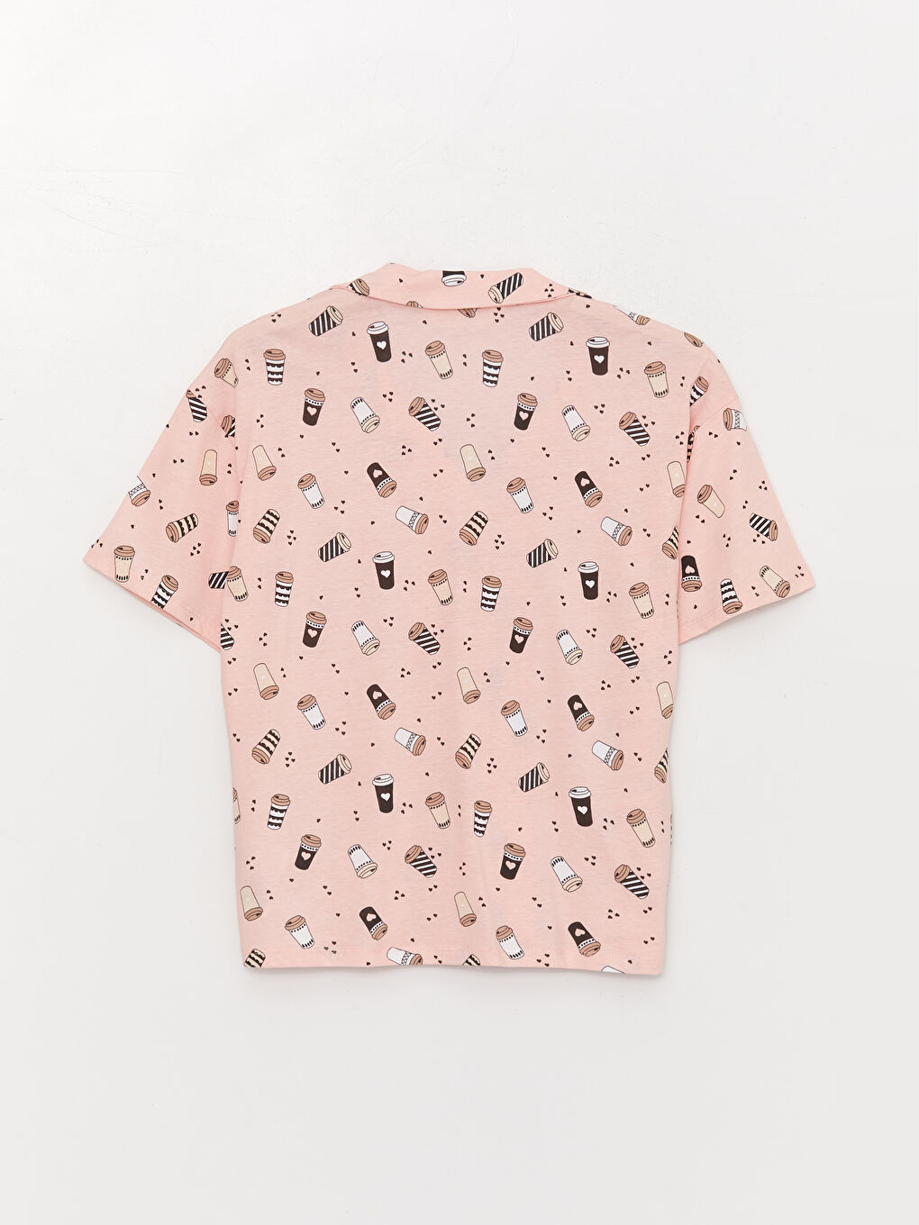 Set de pijama cu guler de cămașă, cu model, mânecă scurtă, pentru femei-7