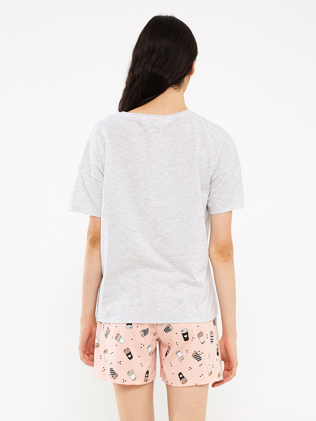 Crew Neck Printed Short Sleeve Women's Short Pyjamas Set-4