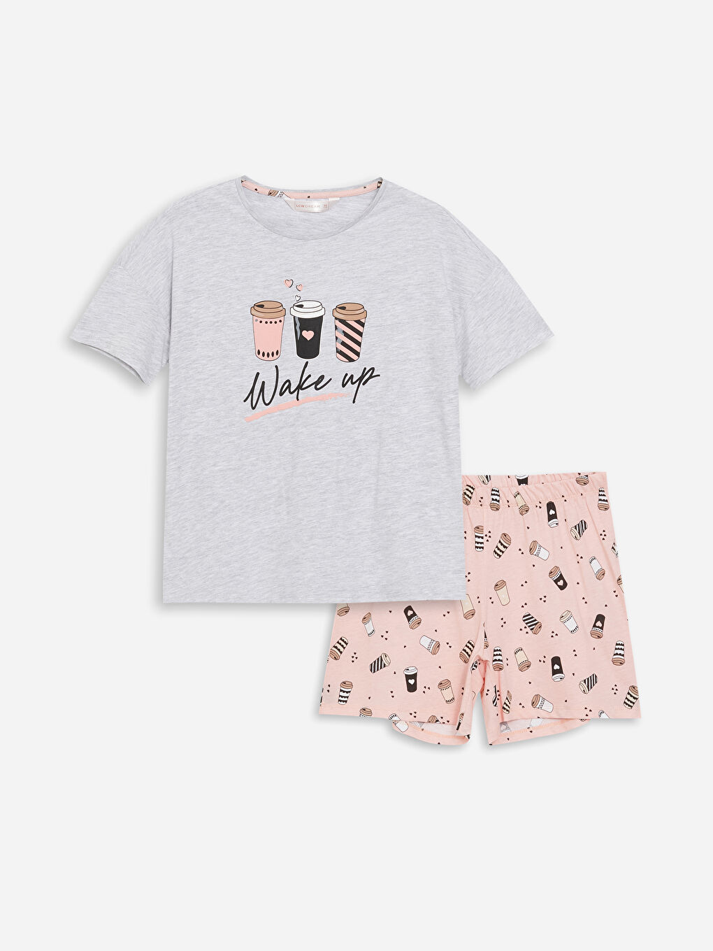 Crew Neck Printed Short Sleeve Women's Short Pyjamas Set-5