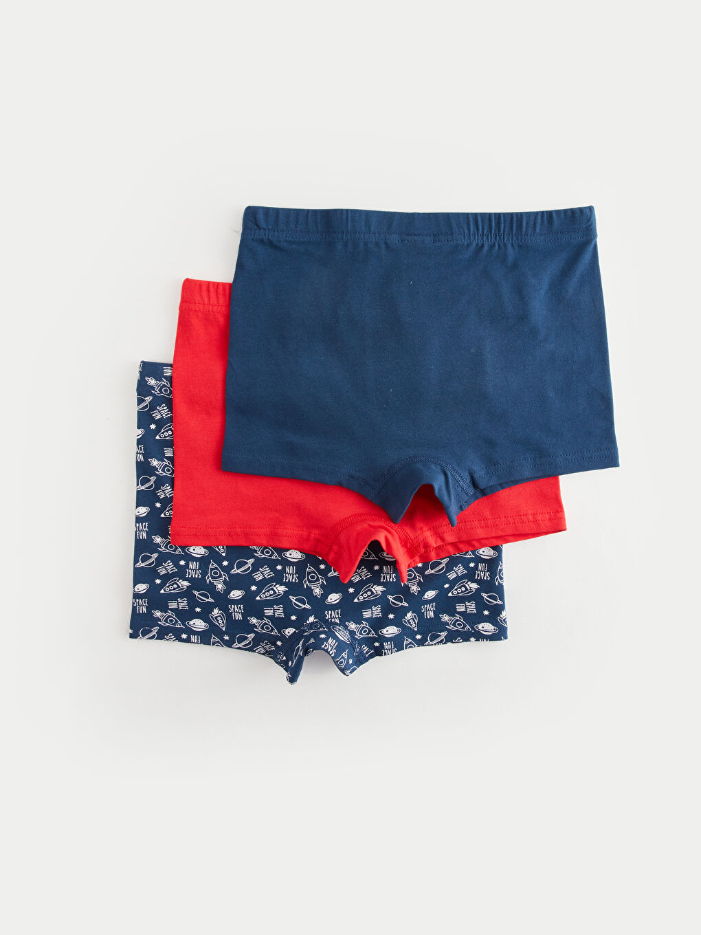 Lacivert Baskılı Pamuklu Erkek Çocuk Boxer 3'lü-1