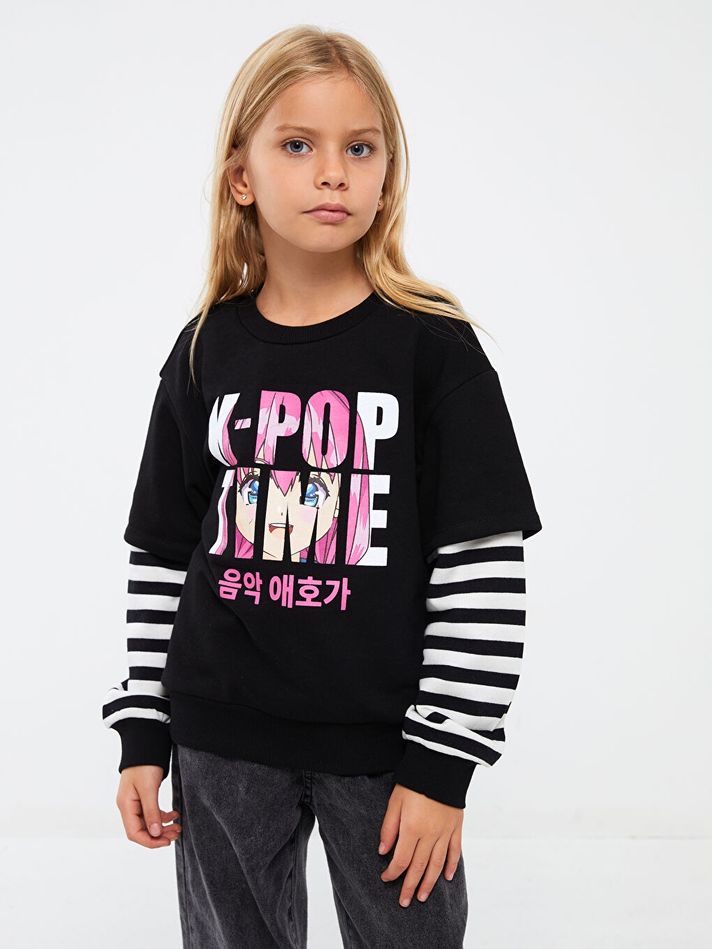 Crew Neck Long Sleeve Girls' Sweatshirt