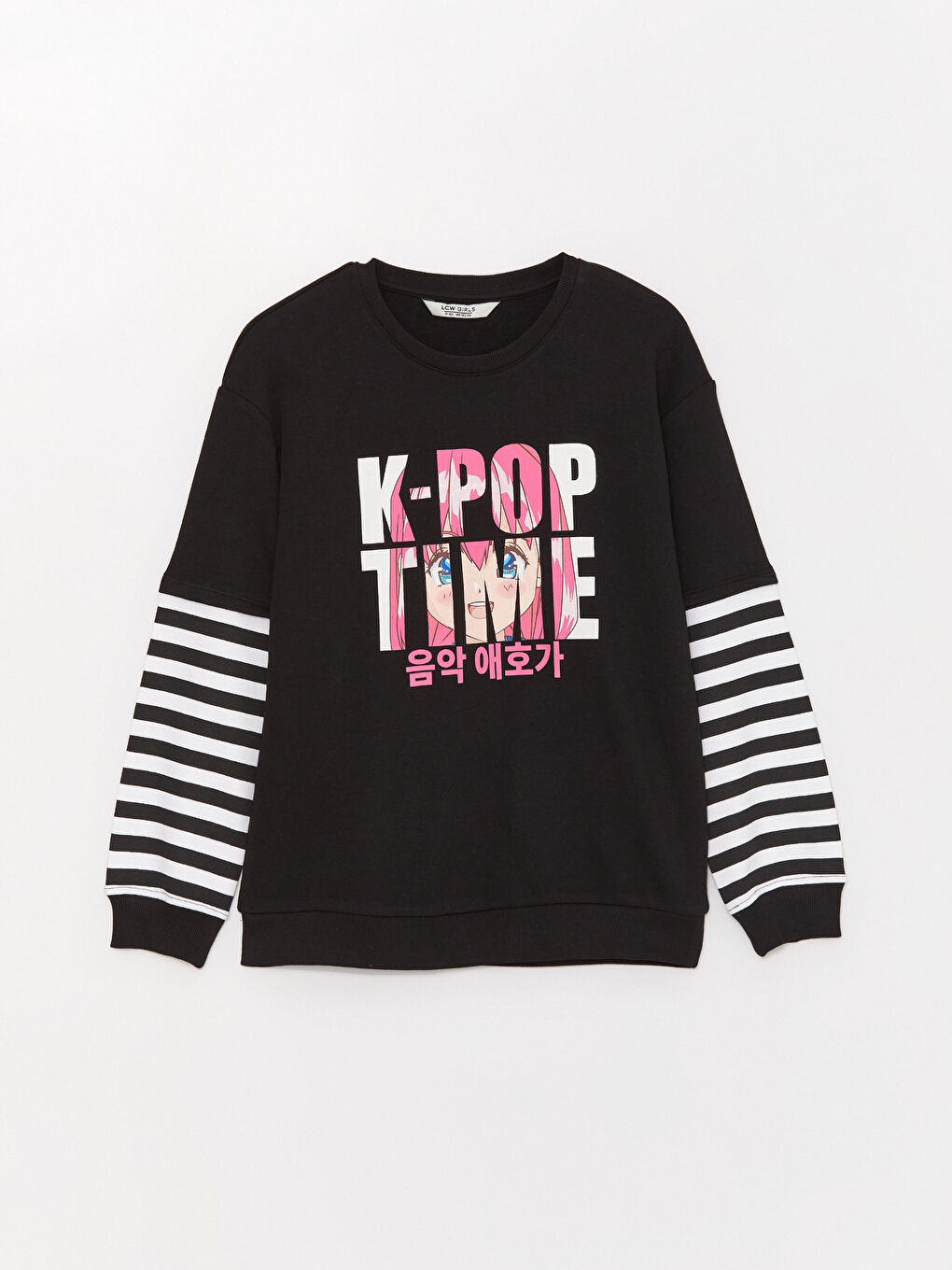 Crew Neck Long Sleeve Girls' Sweatshirt-3