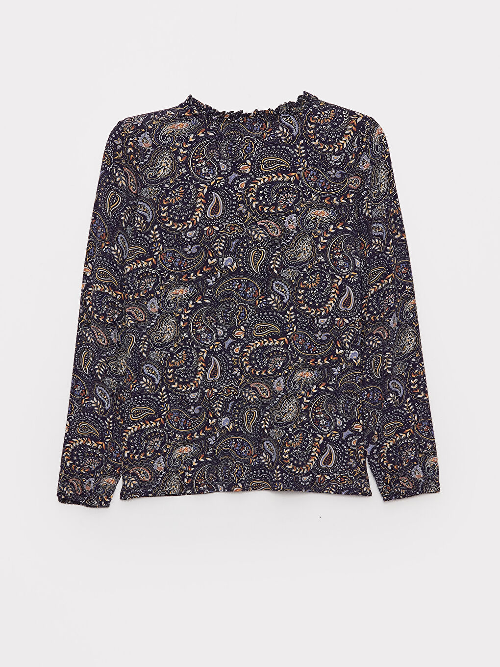 Blouse à Col Lavallière à Motifs et Manches Longues pour Femmes-6