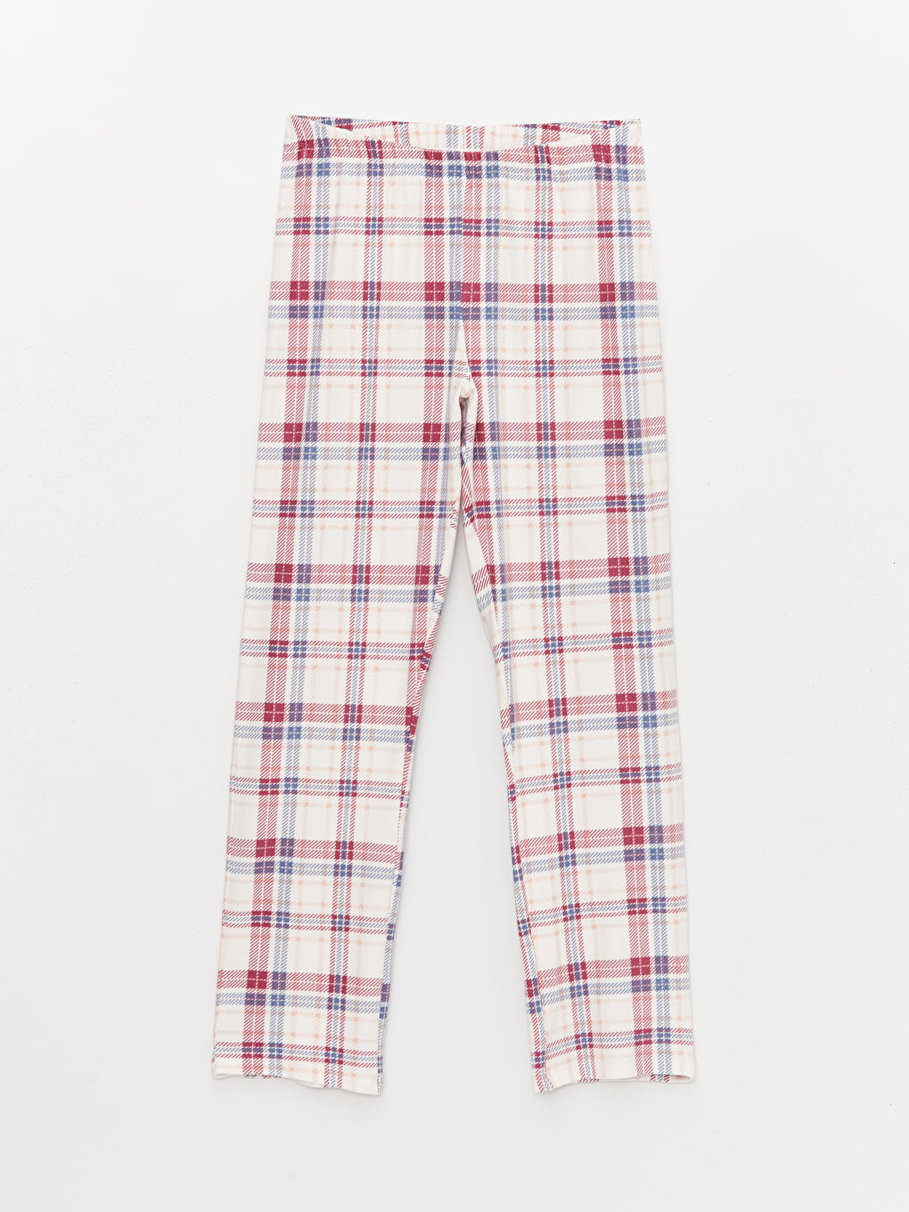 Ekru Bisiklet Yaka Düz Uzun Kollu Kadın Pijama Takımı-7