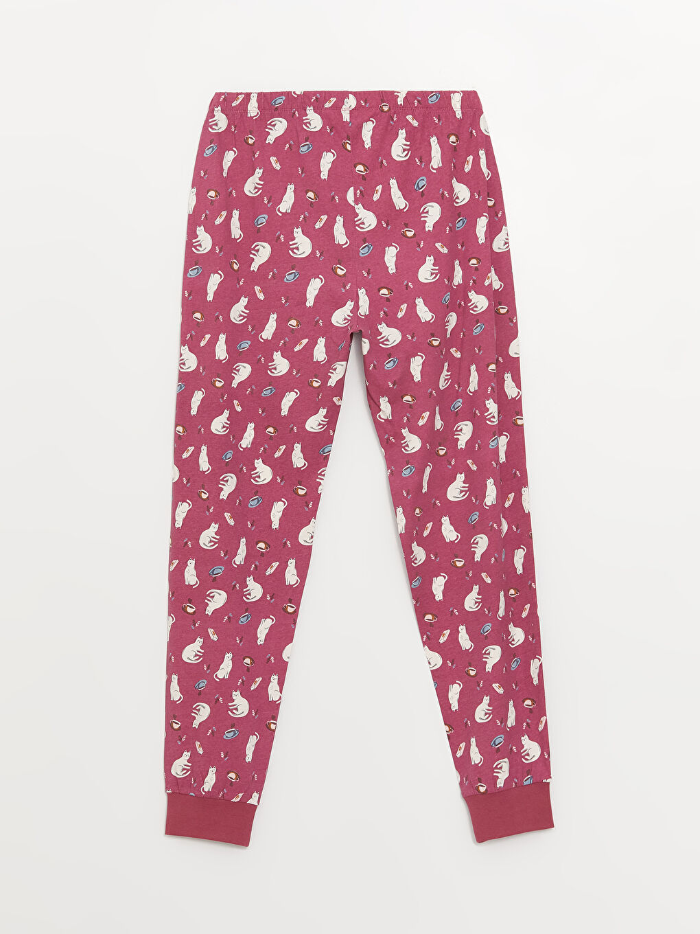 Pembe Bisiklet Yaka Baskılı Uzun Kollu Kadın Pijama Takımı-6