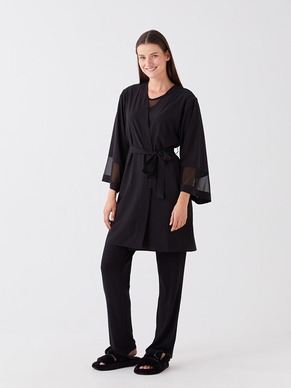 Шальовий комір Простий Атласний Халат для жінок