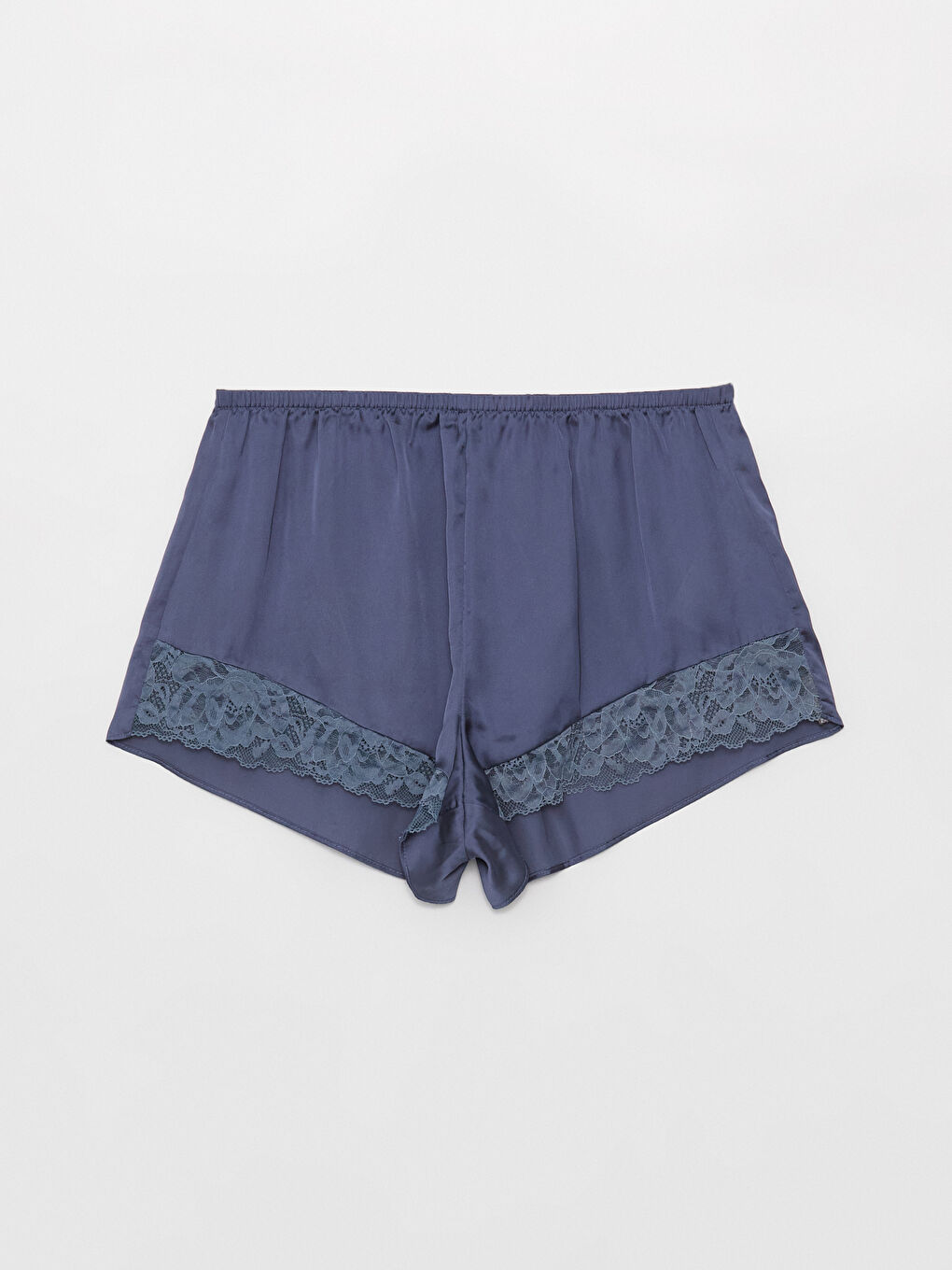 V-Neck Lace Detailed Strappy Satin Women's Short Pyjama Set-3