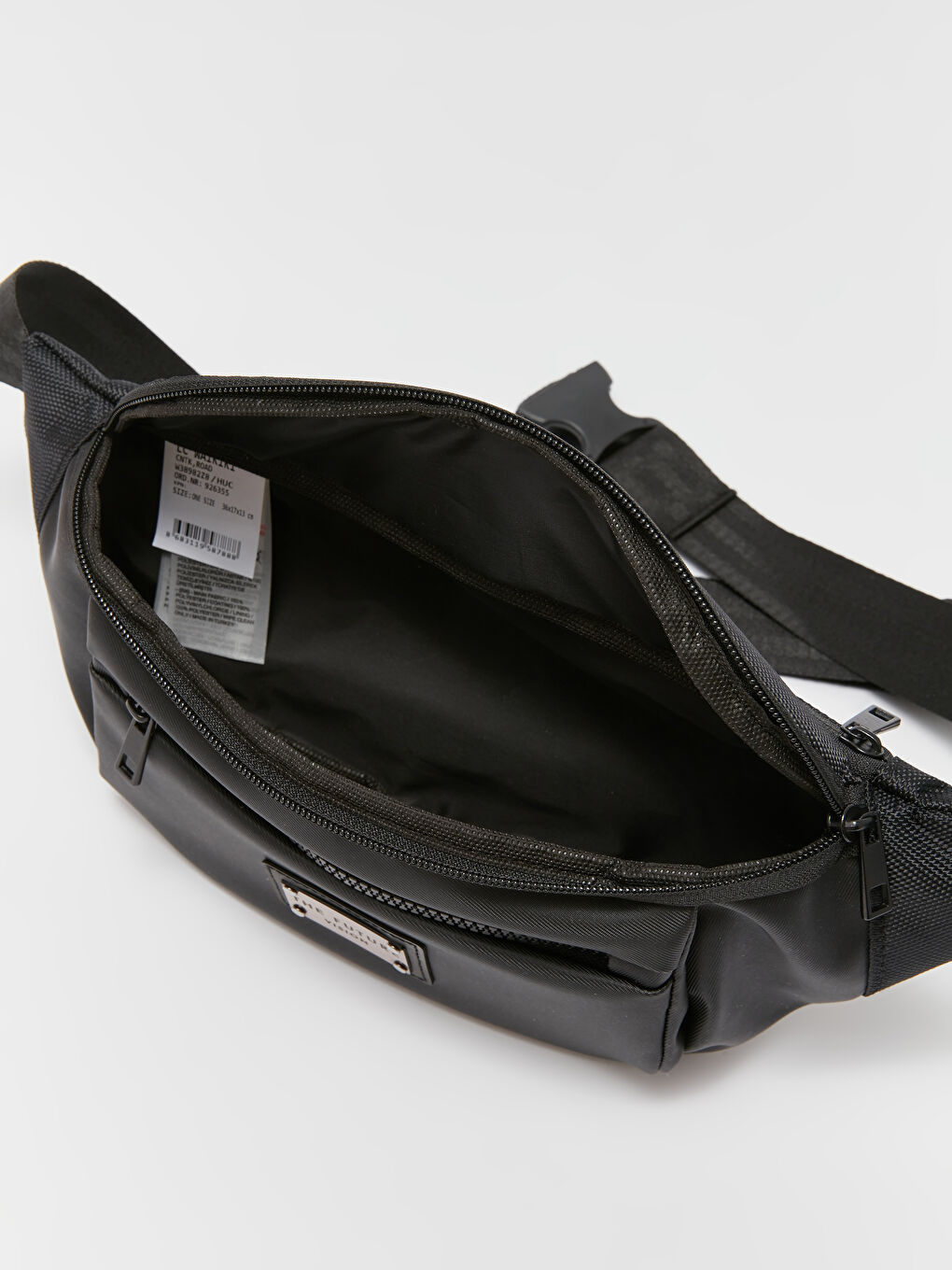 Siyah Etiket Detaylı Erkek Bel Çantası-4