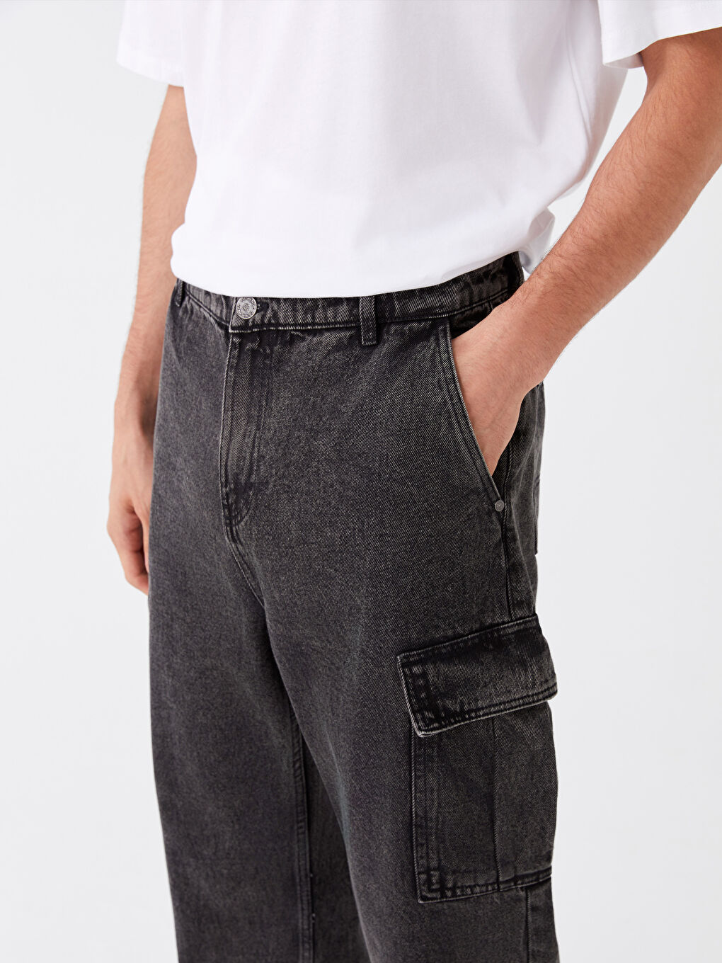 ерлерге арналған кең пішім джинс шалбар-2