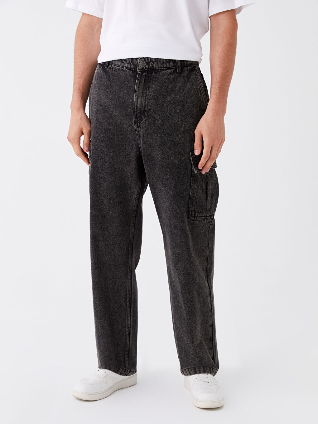 ерлерге арналған кең пішім джинс шалбар-3