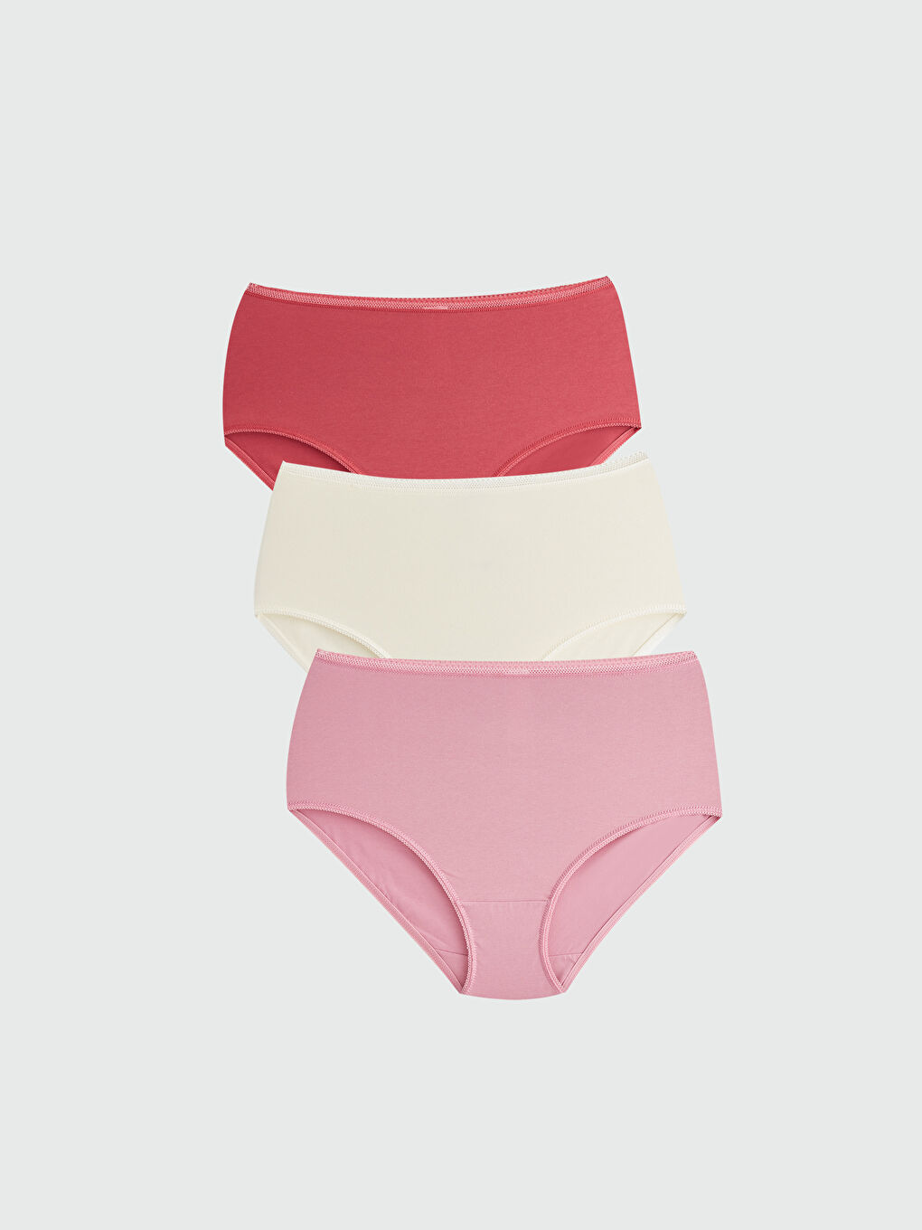Pembe Yüksek Bel Düz Klasik Külot 3'lü Paket