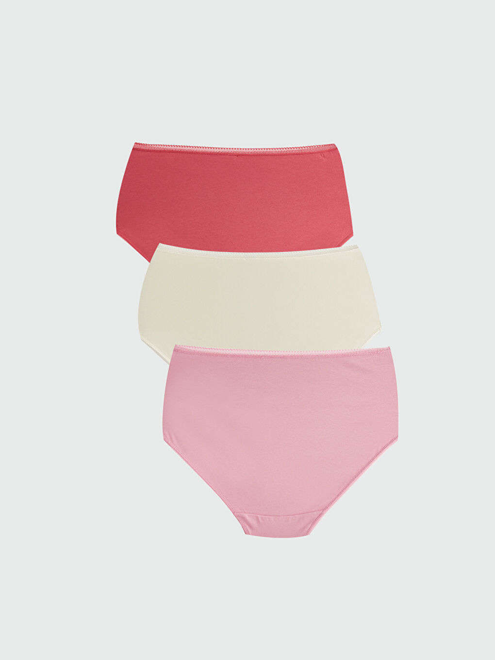 Pembe Yüksek Bel Düz Klasik Külot 3'lü Paket-1