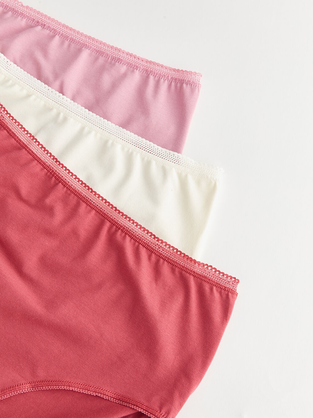 Pembe Yüksek Bel Düz Klasik Külot 3'lü Paket-2